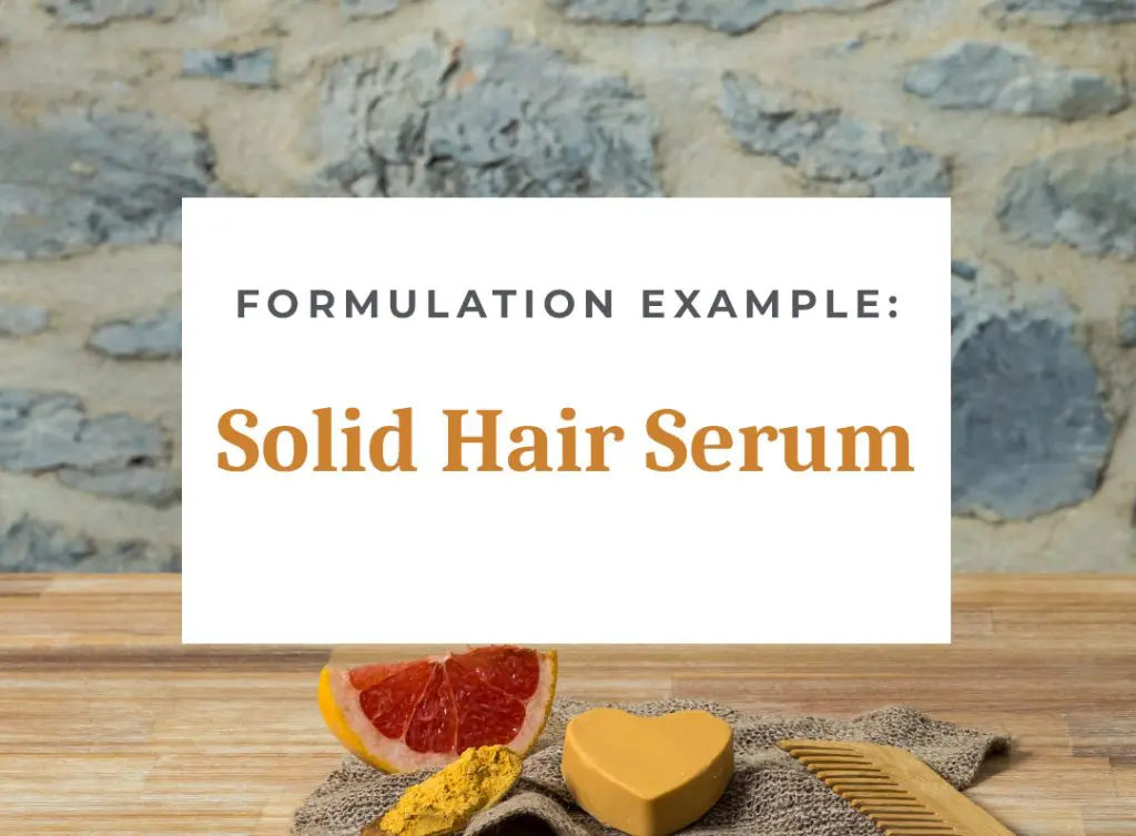 Solid hair serum formulation example with fruit and spices.
