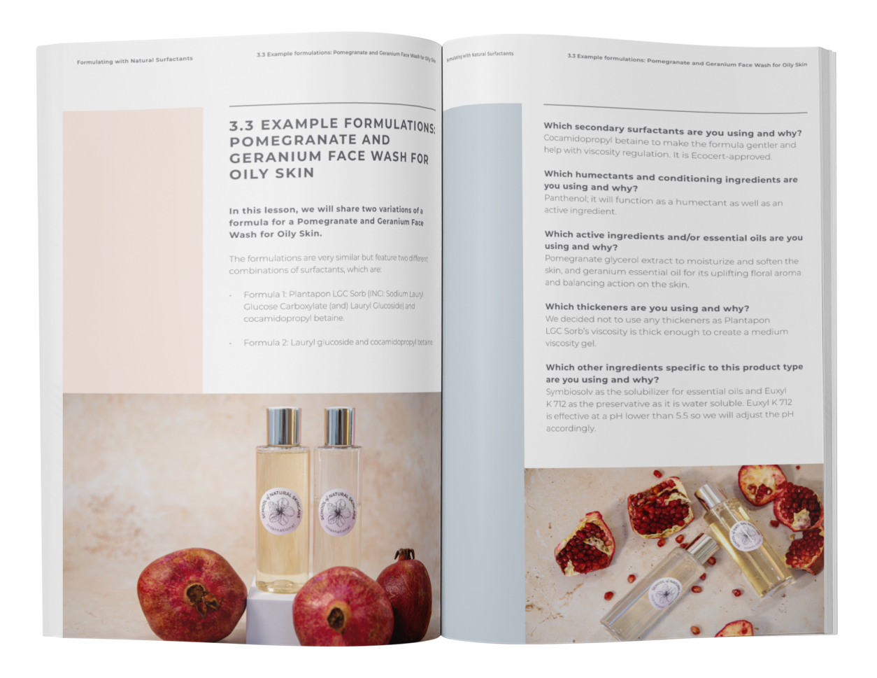 Pomegranate and geranium face wash for oily skin.