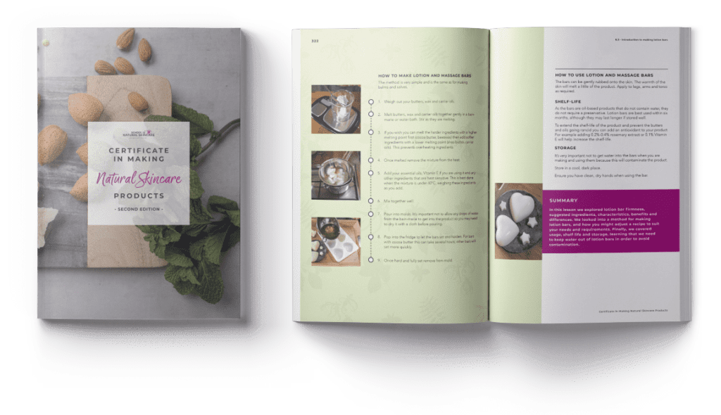 Natural skincare guidebook open to recipe page