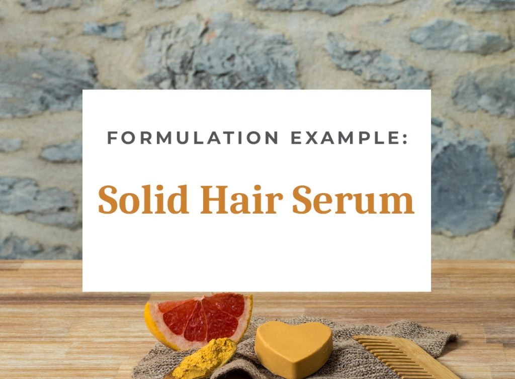 Solid hair serum formulation example with fruit and spices.