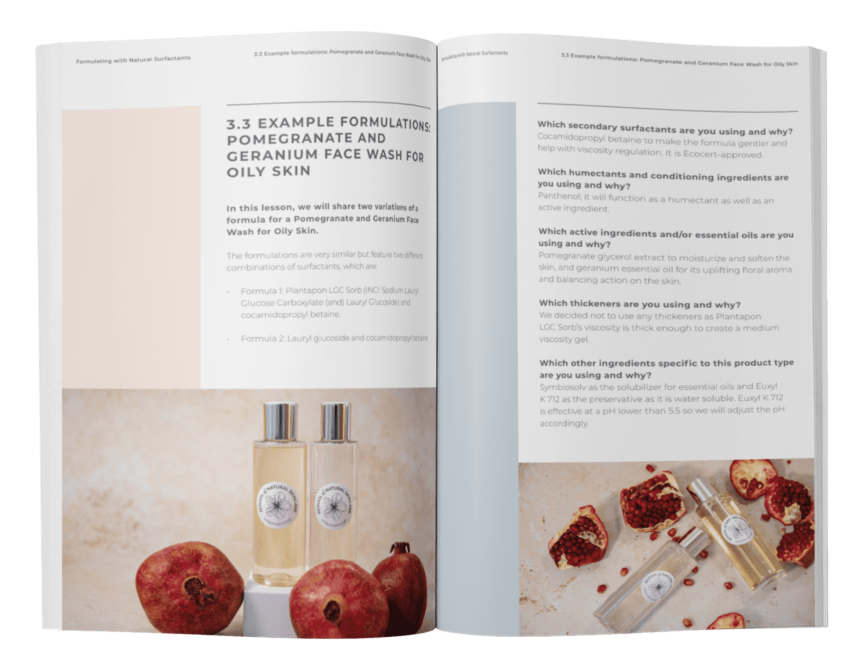 Pomegranate and geranium face wash for oily skin.